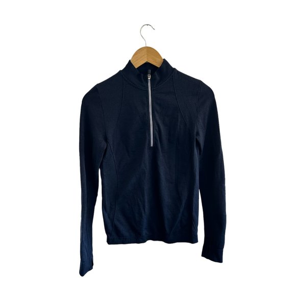 Tory Burch Sport Athletic Jacket Quarter Zip Size Medium Navy Blue - Picture 1 of 4